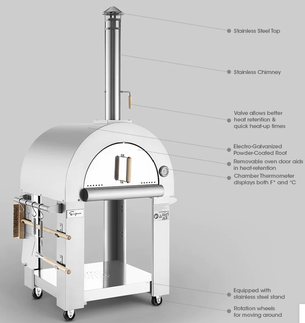 PG05 Outdoor Wood Fired Pizza Oven With Side Table